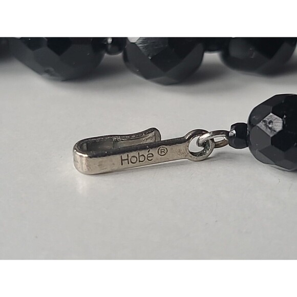 Hobe Faceted Black Beaded Necklace Vintage - Picture 5 of 10